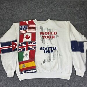 Vintage Seattle 90s US Olympic Training Flags World Crewneck Sweatshirt Size Lg